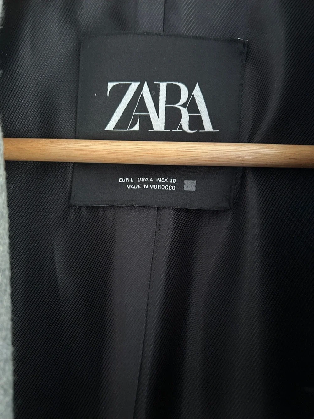 ZARA Grey Single-Button Wool Blend Coat